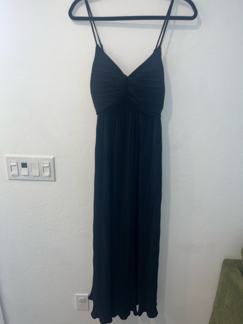 NWT A New Day Pleated Dress — Size Medium 🖤  Black Spaghetti Strap Maxi Dress